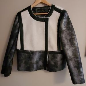 NWOT Donna Salyers Faux leather and sherpa coat